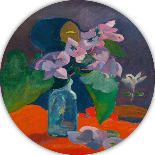 Stilleven met bloemen en idool - Paul Gauguin aluminium muurcirkel