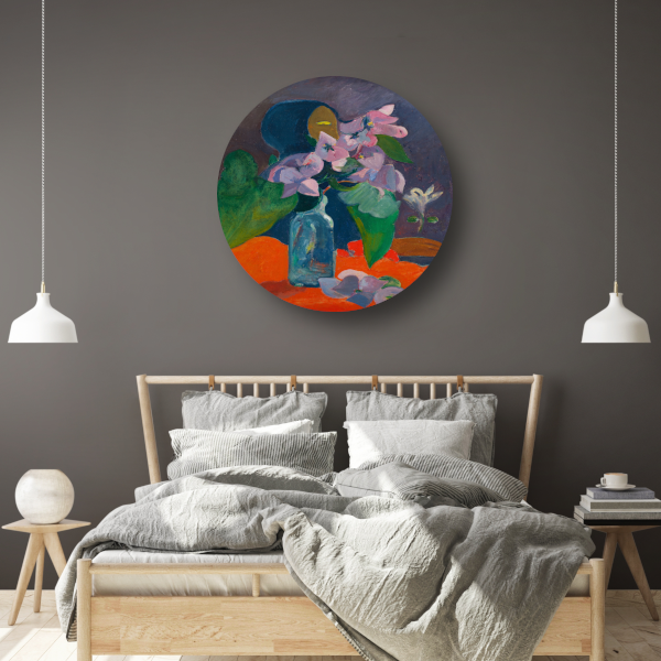 Stilleven met bloemen en idool - Paul Gauguin forex muurcirkel