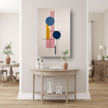 Geometrische abstractie met contrasterende kleuren canvas