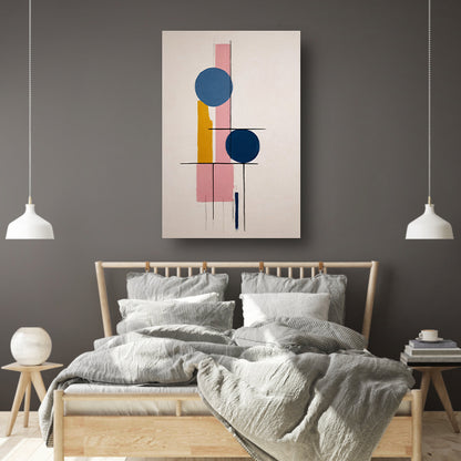 Geometrische abstractie met contrasterende kleuren canvas