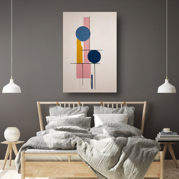 Geometrische abstractie met contrasterende kleuren poster