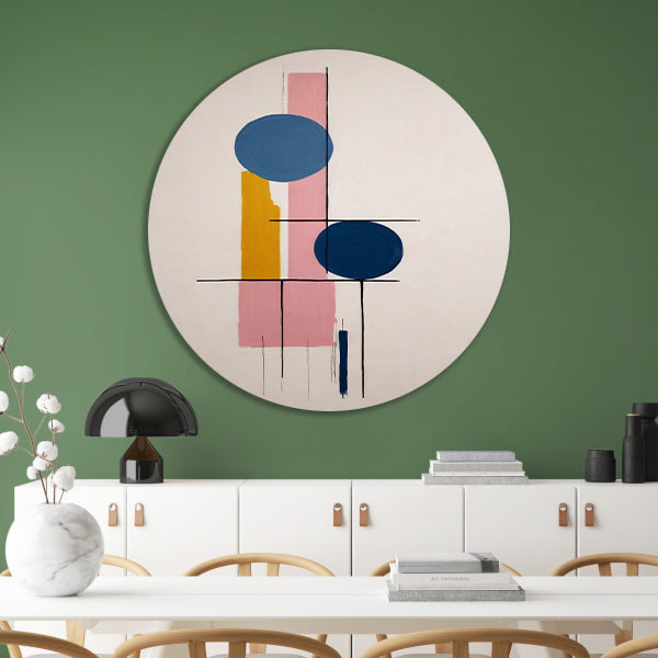 Geometrische abstractie met contrasterende kleuren forex muurcirkel