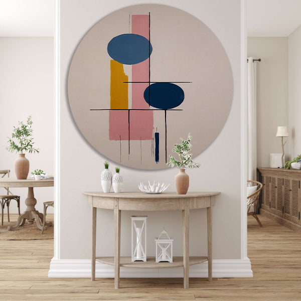 Geometrische abstractie met contrasterende kleuren forex muurcirkel
