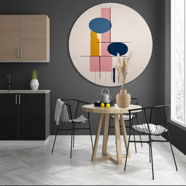 Geometrische abstractie met contrasterende kleuren forex muurcirkel