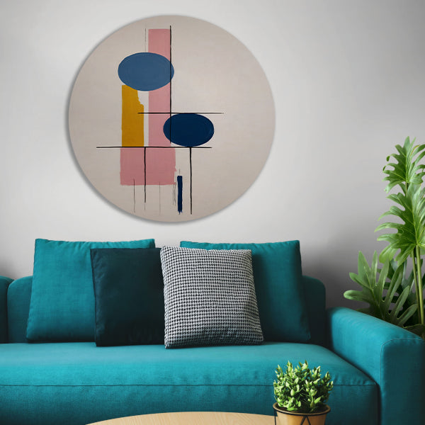 Geometrische abstractie met contrasterende kleuren forex muurcirkel