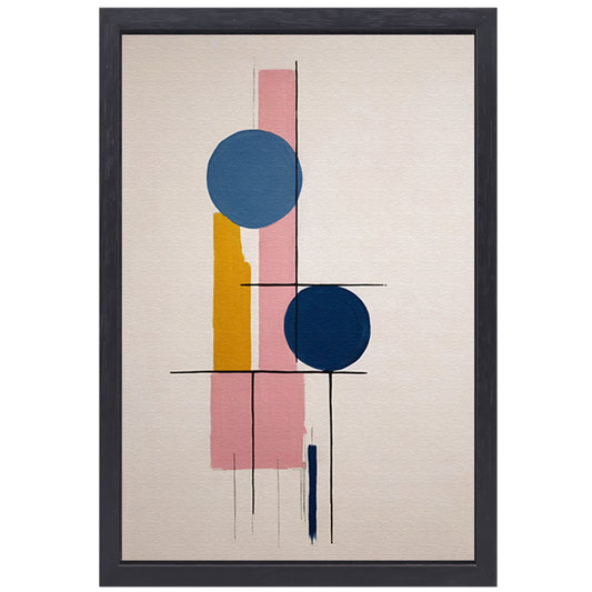 Geometrische abstractie met contrasterende kleuren canvas met baklijst