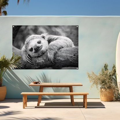 Slapende luiaard op tak tuinposter