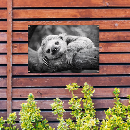 Slapende luiaard op tak tuinposter