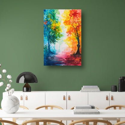 Kleurrijke abstracte aquarel van zomerse bomen acrylglas