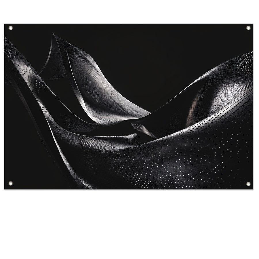 Abstracte golvende vormen in monochrome tinten   tuinposter