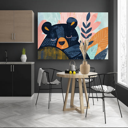 Abstracte beer met kleurrijke bladeren acrylglas