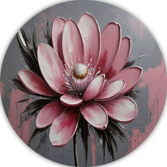 Moderne Roze Bloem met Zilveren Highlights forex muurcirkel