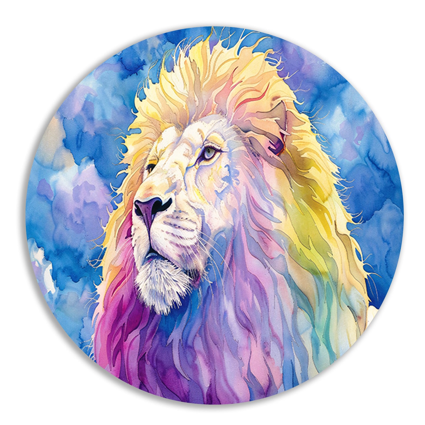 Kleurrijk abstract leeuwenschilderij in waterverf forex muurcirkel
