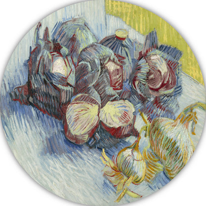 Rode kool en uien - Vincent van Gogh aluminium muurcirkel