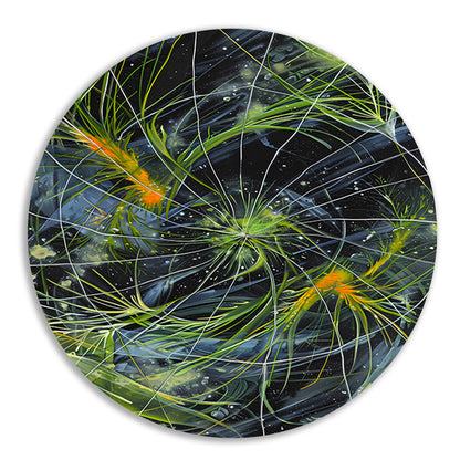 Abstracte Explosie van Kleur en Licht aluminium muurcirkel