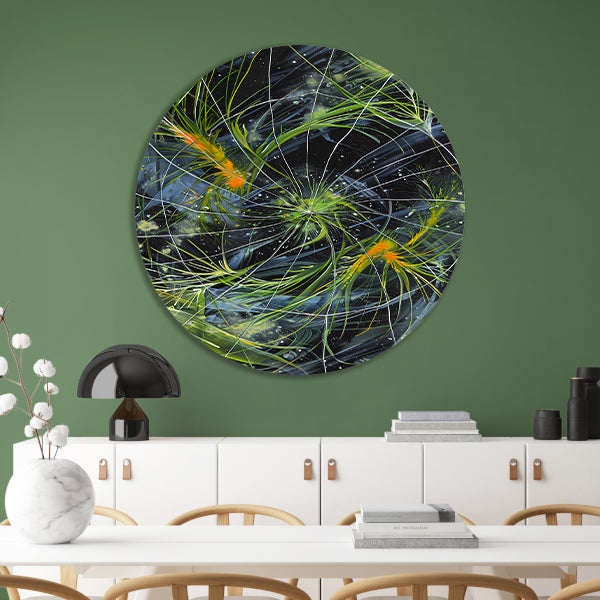 Abstracte Explosie van Kleur en Licht aluminium muurcirkel