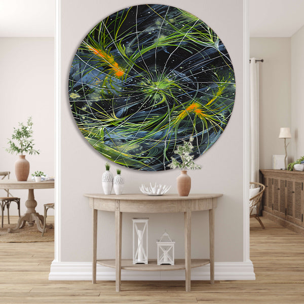 Abstracte Explosie van Kleur en Licht aluminium muurcirkel