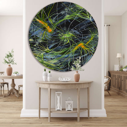 Abstracte Explosie van Kleur en Licht aluminium muurcirkel