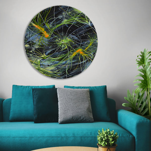 Abstracte Explosie van Kleur en Licht aluminium muurcirkel