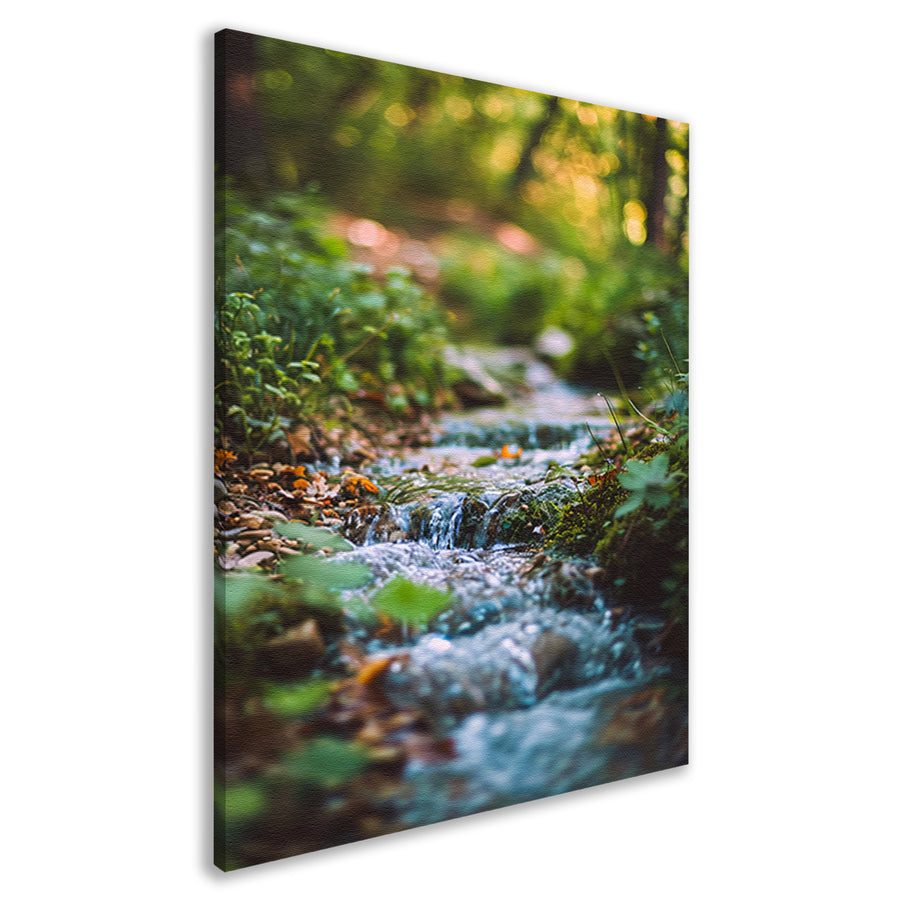 Kristalhelder Beekje in Groen Bos canvas