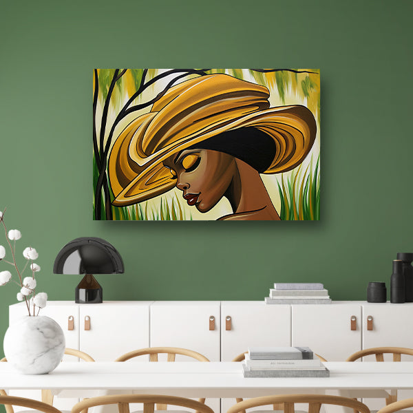 Moderne Afrikaanse vrouw met grote hoed acrylglas