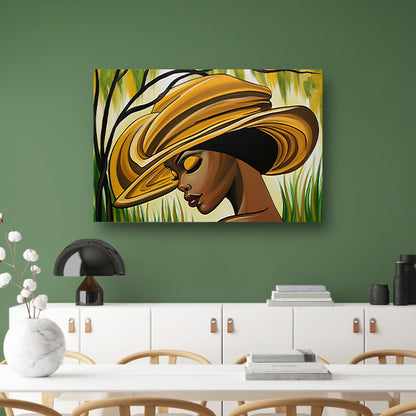 Moderne Afrikaanse vrouw met grote hoed acrylglas