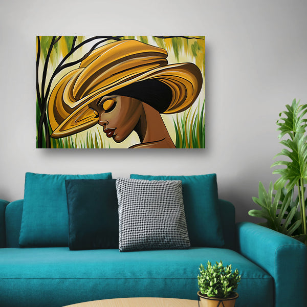 Moderne Afrikaanse vrouw met grote hoed acrylglas