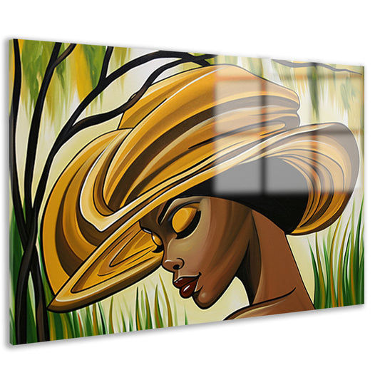 Moderne Afrikaanse vrouw met grote hoed acrylglas