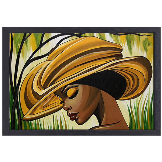 Moderne Afrikaanse vrouw met grote hoed canvas met baklijst