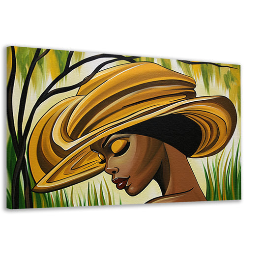 Moderne Afrikaanse vrouw met grote hoed canvas