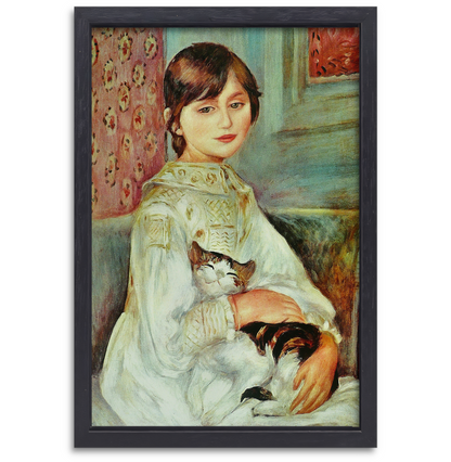 Julie Manet with Cat - Pierre-Auguste Renoir canvas met baklijst