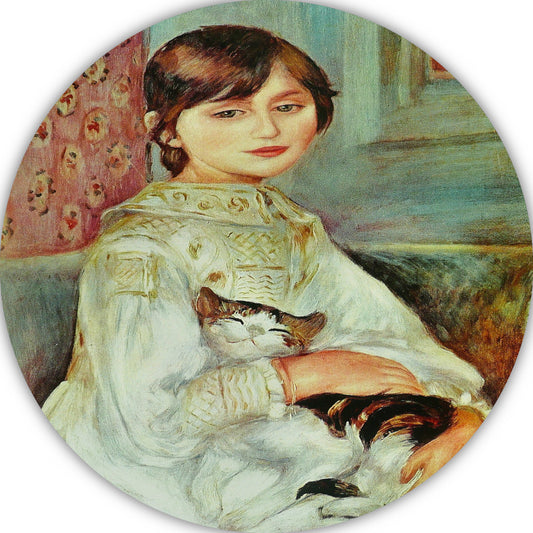 Julie Manet with Cat - Pierre-Auguste Renoir aluminium muurcirkel