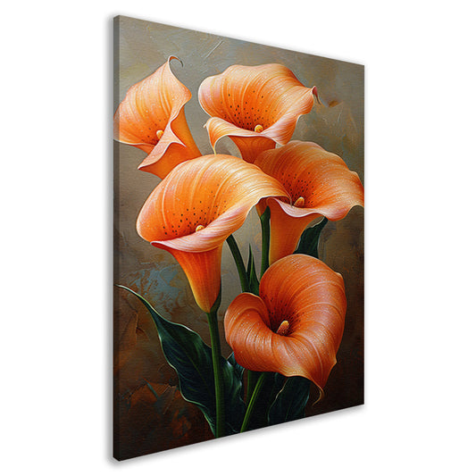 Elegante Oranje Calla Lelies op Schilderij canvas