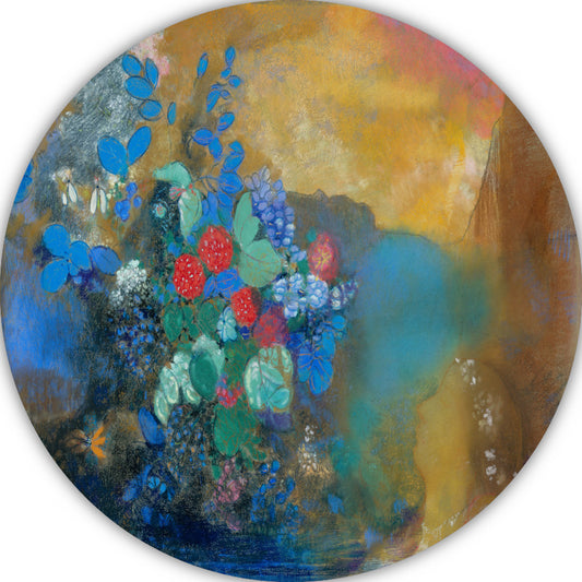 Ophelia tussen de bloemen - Odilon Redon aluminium muurcirkel