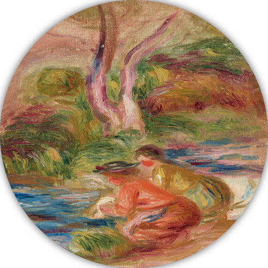 De wassers - Pierre-Auguste Renoir aluminium muurcirkel