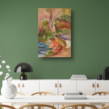 De wassers - Pierre-Auguste Renoir canvas met baklijst