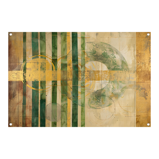 Moderne Bamboe en Gouden Cirkels Abstract tuinposter