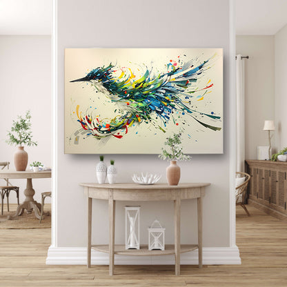 Lavendelveld met vliegende vogel canvas