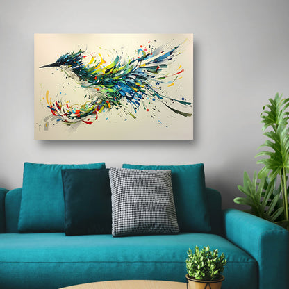 Lavendelveld met vliegende vogel canvas