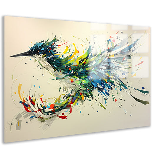 Lavendelveld met vliegende vogel acrylglas