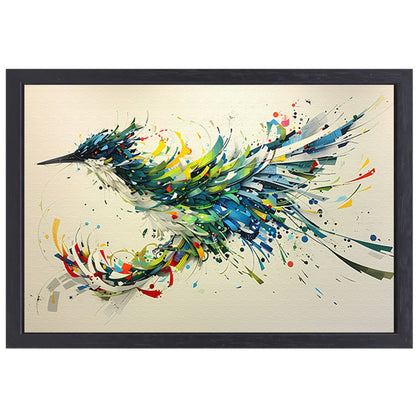 Lavendelveld met vliegende vogel canvas met baklijst