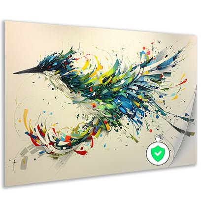 Lavendelveld met vliegende vogel poster