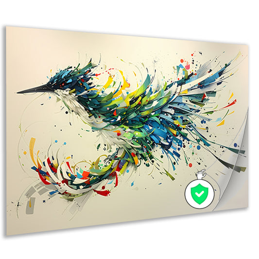 Lavendelveld met vliegende vogel poster
