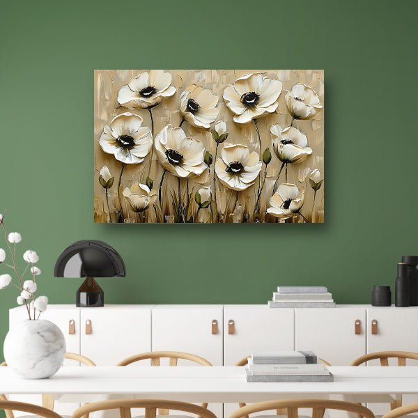 Abstracte minimalistische bloemen in sepia kleuren poster