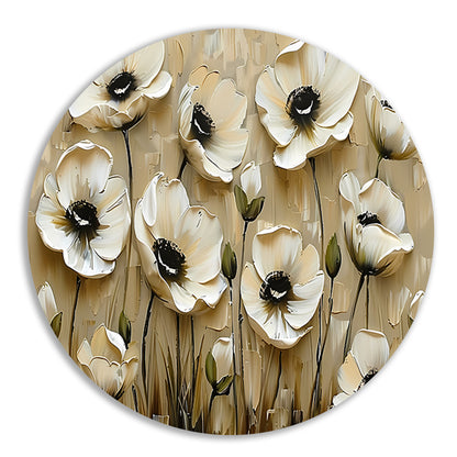 Abstracte minimalistische bloemen in sepia kleuren aluminium muurcirkel