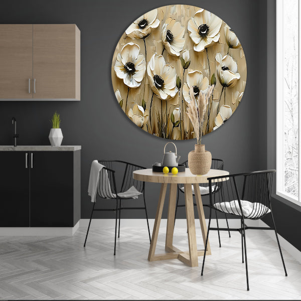 Abstracte minimalistische bloemen in sepia kleuren forex muurcirkel