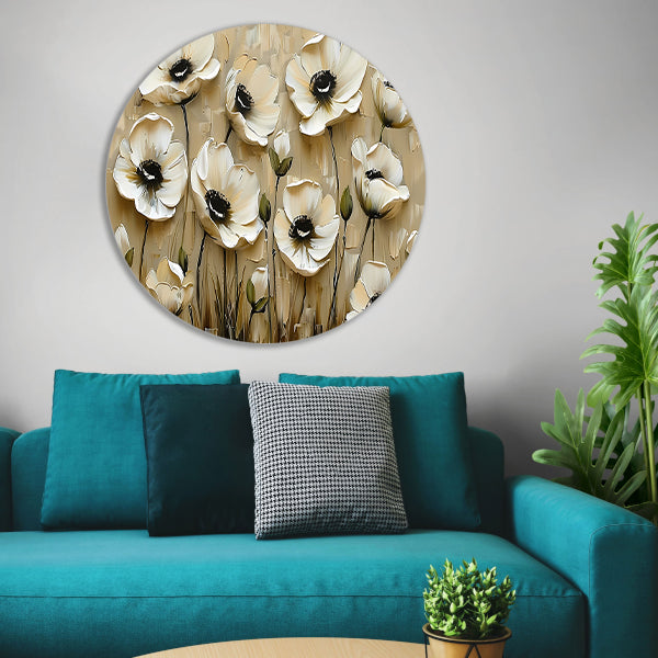 Abstracte minimalistische bloemen in sepia kleuren forex muurcirkel