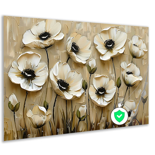 Abstracte minimalistische bloemen in sepia kleuren poster
