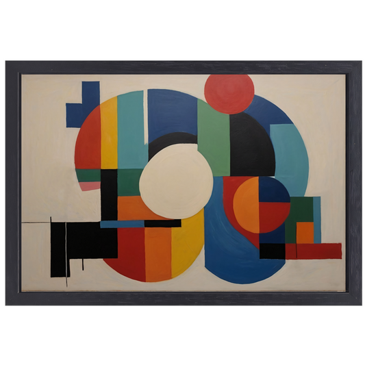 Geometrische Dans van Vorm en Kleur canvas met baklijst