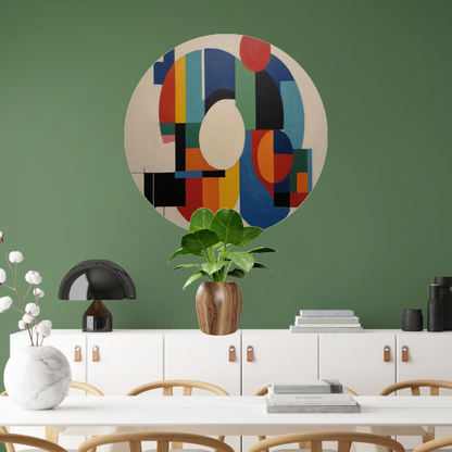 Geometrische Dans van Vorm en Kleur forex muurcirkel
